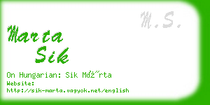 marta sik business card